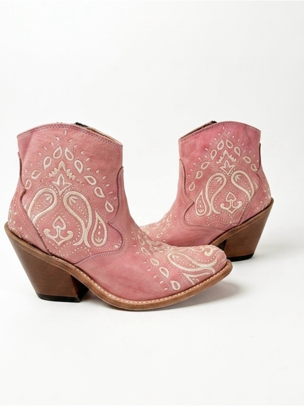 Dan Post Helena Pink Western Boho Ankle Boots Distressed Leather 7M #DPP 5626